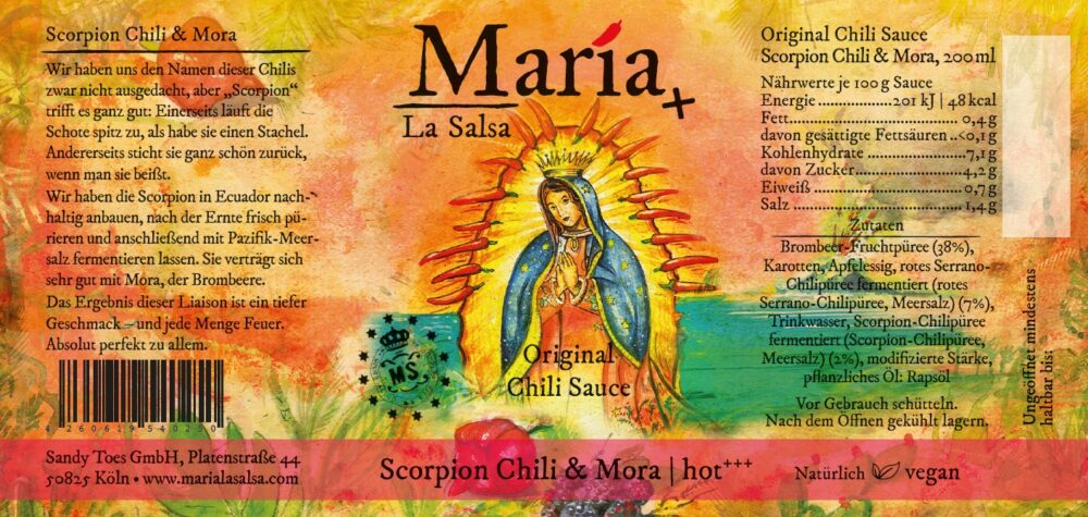 Maria Salsa Chili Sauce Scorpion Etikett